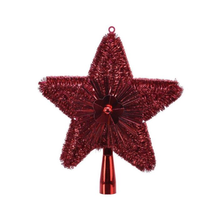 Spike Stern glänzend Lametta Weihnachten rot 23 cm - Decoris Spike Stern glänzend Lametta Weihnachten rot 23 cm - Decoris