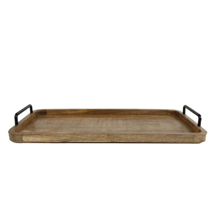Tablettgriff aus schwarzem Metall L Naturholz 60x33x2,5cm Tablettgriff aus schwarzem Metall L Naturholz 60x33x2,5cm