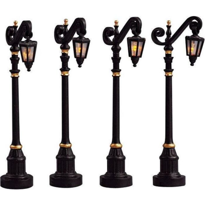 LEMAX COLONIAL STREET LAMP, SATZ VON 4, B/O (4.5V)