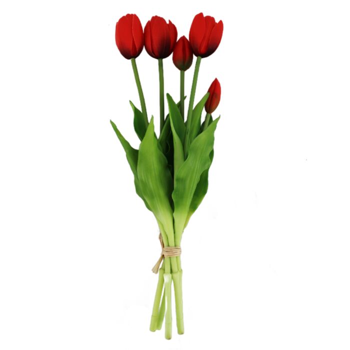 Künstlicher Tulpenstrauß aus 5 Tulpen rot