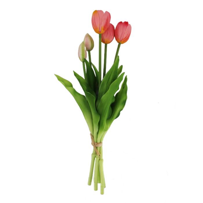 Künstlicher Tulpenstrauß aus 5 Tulpen dunkelrosa Künstlicher Tulpenstrauß aus 5 Tulpen dunkelrosa