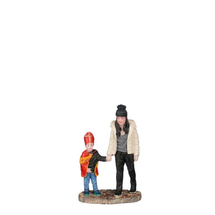 Moeder met hulp Sinterklaas 7 cm - Luville