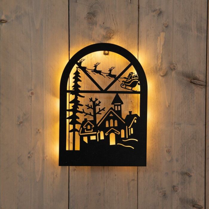 Wandanhänger mit Häusern 24LED schwarz 30 cm - Anna's Collection Wandanhänger mit Häusern 24LED schwarz 30 cm - Anna's Collection