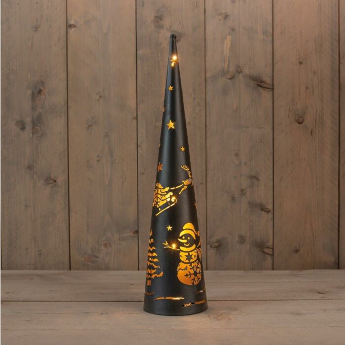 Zapfen mit Hirsch und Schneemann 30LED schwarz 50,5 cm - Anna's Collection Zapfen mit Hirsch und Schneemann 30LED schwarz 50,5 cm - Anna's Collection