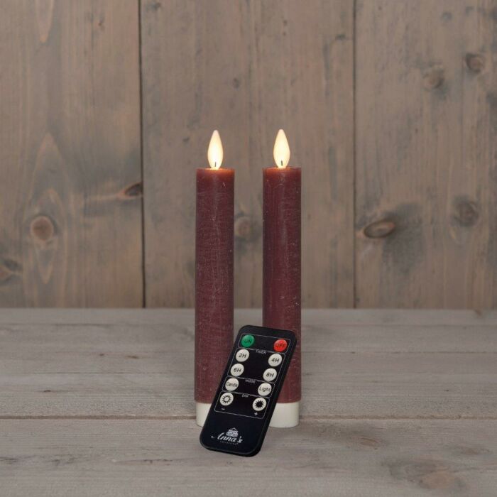 Kerzenwachs LED auf Batterie antik rosa 18 cm 2er Set - Anna's Collection