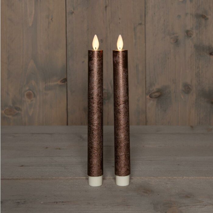 Tischkerze rustikal Wachs auf Batterie Bronze 23 cm 2er Set - Anna's Collection Tischkerze rustikal Wachs auf Batterie Bronze 23 cm 2er Set - Anna's Collection