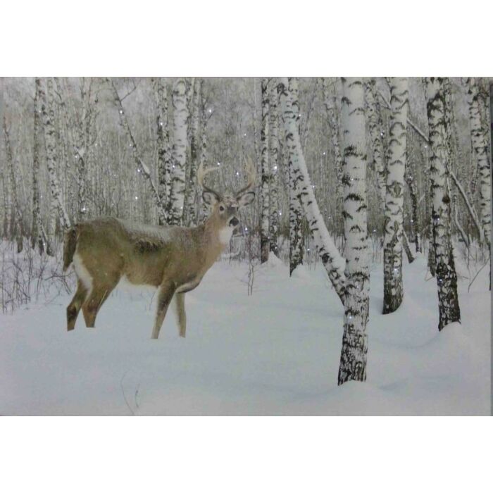 LED-Leinwandhirsch im Wald 60 cm