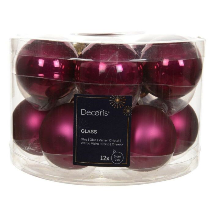 Weihnachtskugel aus Glas Emaille Granatapfel rosa Ø 5 cm 12er Set - Decoris Weihnachtskugel aus Glas Emaille Granatapfel rosa Ø 5 cm 12er Set - Decoris