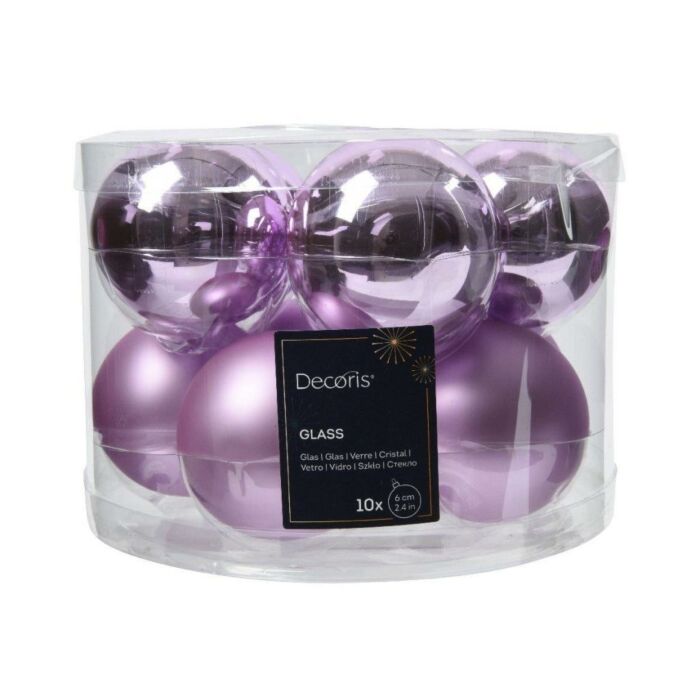 Weihnachtskugel aus Glas Emaille frisch flieder Ø 6 cm 10er Set - Decoris Weihnachtskugel aus Glas Emaille frisch flieder Ø 6 cm 10er Set - Decoris