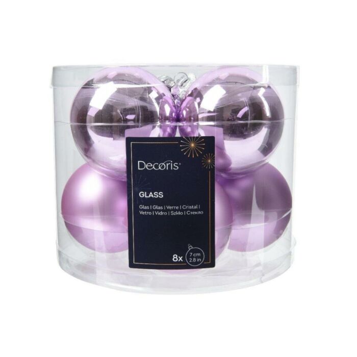 Weihnachtskugel aus Glas Emaille frisches Flieder Ø 7 cm 8er Set - Decoris Weihnachtskugel aus Glas Emaille frisches Flieder Ø 7 cm 8er Set - Decoris
