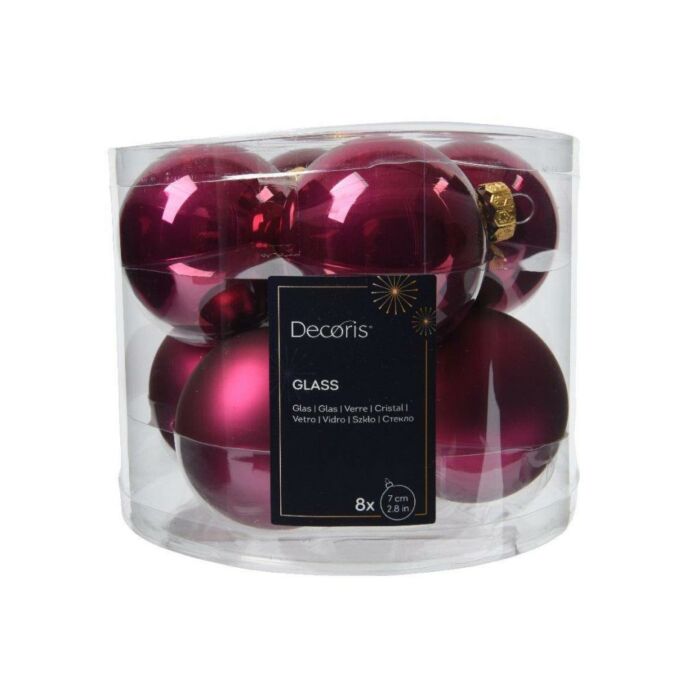 Weihnachtskugel aus Glas Emaille Granatapfel rosa Ø 7 cm 8er Set - Decoris Weihnachtskugel aus Glas Emaille Granatapfel rosa Ø 7 cm 8er Set - Decoris