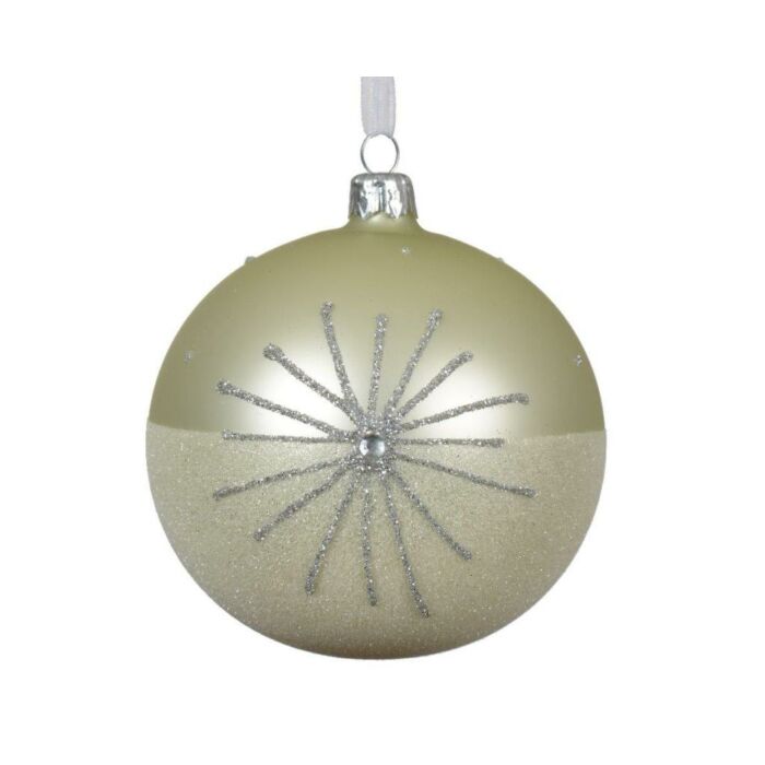 Weihnachtskugel aus Glas glitter weiß mint Ø 10 cm - Decoris
