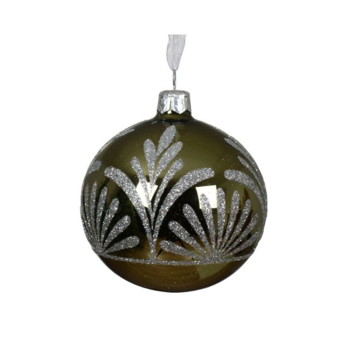 Weihnachtskugel aus Glas glitter rosmaringrün Ø 8 cm - Decoris Weihnachtskugel aus Glas glitter rosmaringrün Ø 8 cm - Decoris