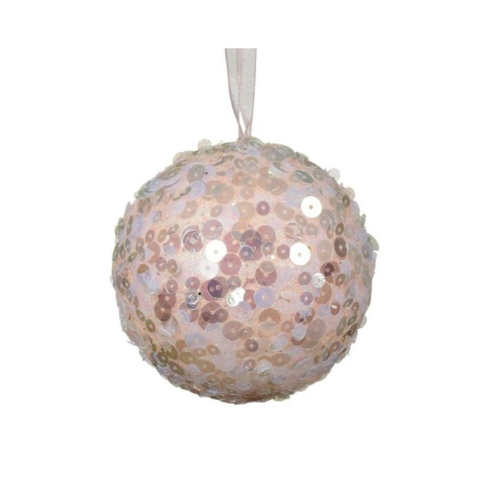 Weihnachtskugel aus Schaumstoff Pailletten rosa Ø 8 cm - Decoris Weihnachtskugel aus Schaumstoff Pailletten rosa Ø 8 cm - Decoris