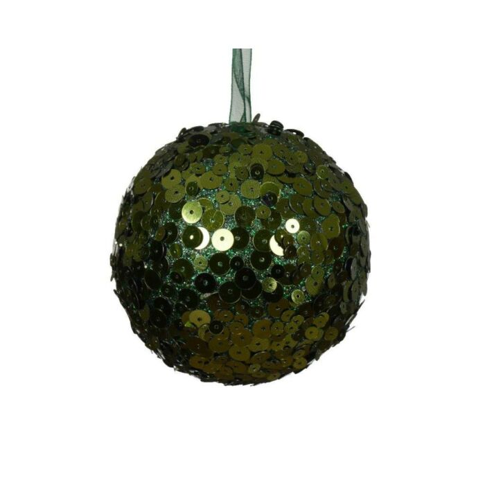 Weihnachtskugel aus Schaumstoff Pailletten tannengrün Ø 8 cm - Decoris