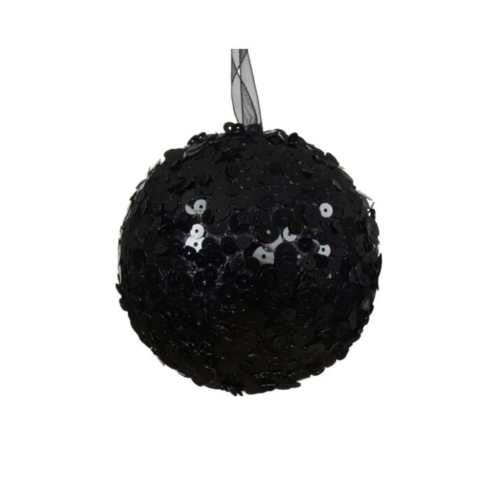 Weihnachtskugel aus Schaumstoff Pailletten schwarz Ø 8 cm - Decoris Weihnachtskugel aus Schaumstoff Pailletten schwarz Ø 8 cm - Decoris