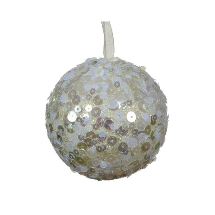 Weihnachtskugel aus Schaumstoff Pailletten weiß mint Ø 8 cm - Decoris Weihnachtskugel aus Schaumstoff Pailletten weiß mint Ø 8 cm - Decoris