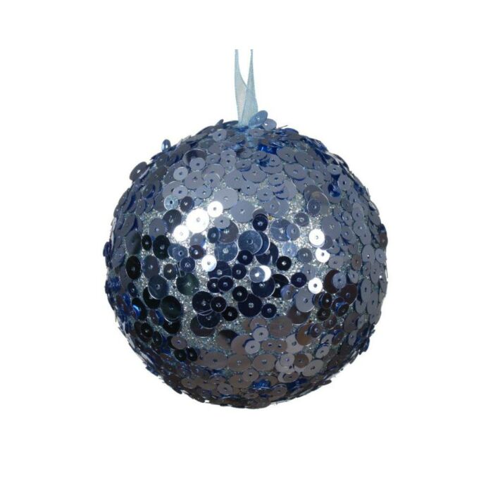 Weihnachtskugel aus Schaumstoff Pailletten eisblau Ø 8 cm - Decoris