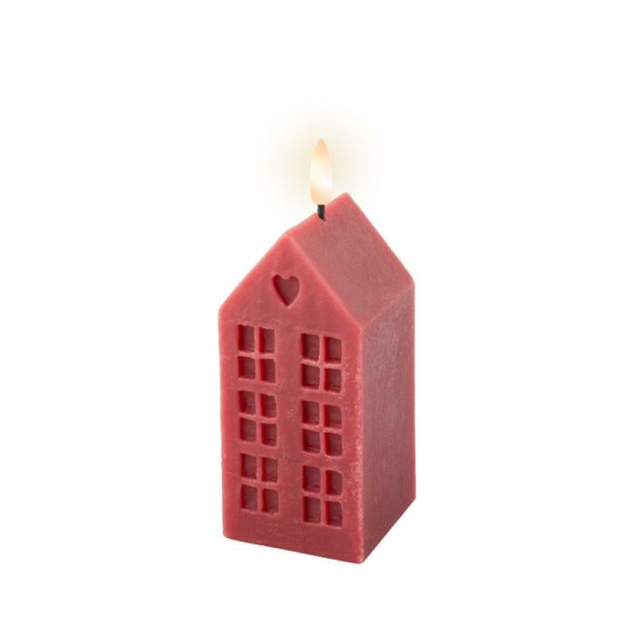 LED-Kerzenwachshaus rot 14,8 cm - Decoris