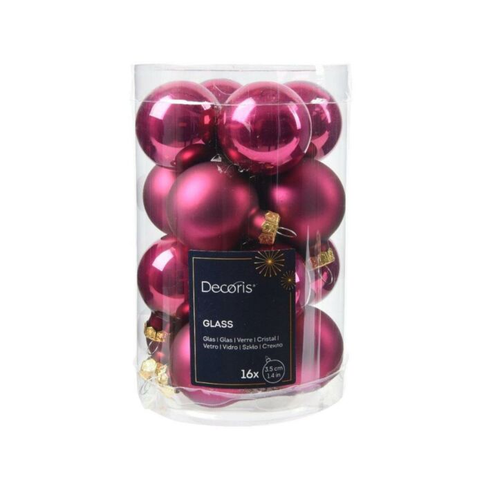 Weihnachtskugeln Glas Granatapfel rosa 3,5 cm Satz von 16 - Decoris