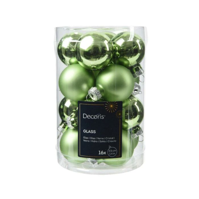 Weihnachtskugeln Glas grüne Tee 3,5 cm Satz von 16 - Decoris Weihnachtskugeln Glas grüne Tee 3,5 cm Satz von 16 - Decoris