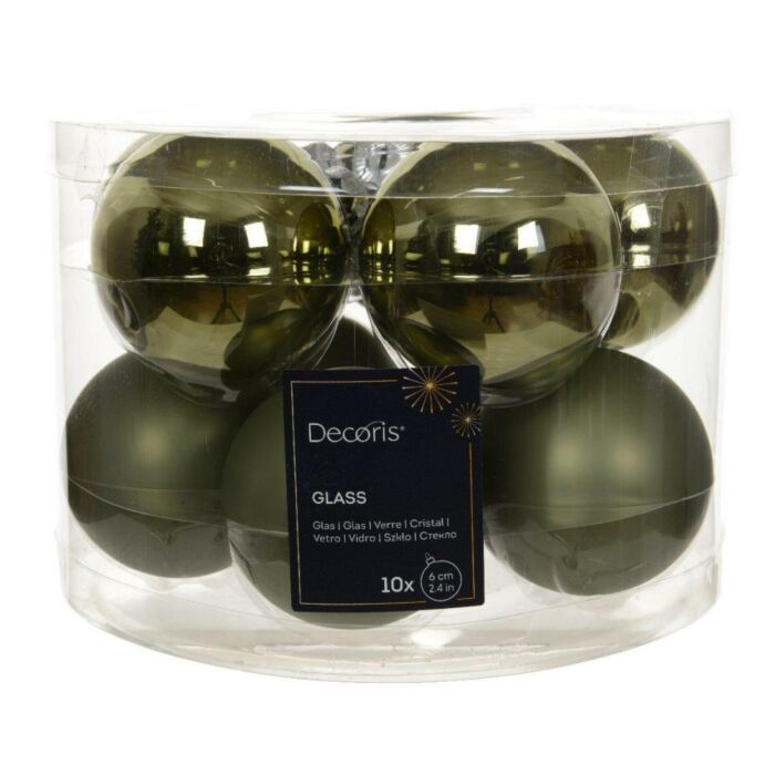 Weihnachtskugeln Glas mix Rosmarin grün Ø 6 cm Satz von 10 - Decoris Weihnachtskugeln Glas mix Rosmarin grün Ø 6 cm Satz von 10 - Decoris