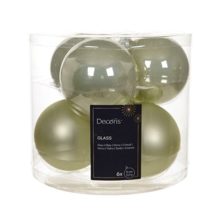 Weihnachtskugeln Glas mix weiß Minze Ø 8 cm Satz von 6 - Decoris Weihnachtskugeln Glas mix weiß Minze Ø 8 cm Satz von 6 - Decoris