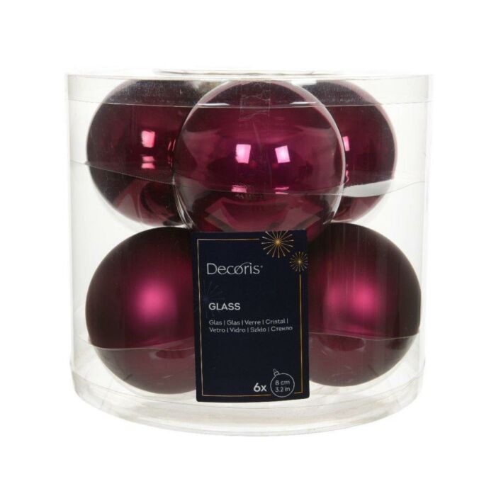 Weihnachtskugeln Glas mix Granatapfel rosa Ø 8 cm Satz von 6 - Decoris Weihnachtskugeln Glas mix Granatapfel rosa Ø 8 cm Satz von 6 - Decoris