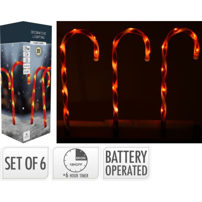 Gartenstab LED-Zuckerstange 47 cm 6er Set Gartenstab LED-Zuckerstange 47 cm 6er Set