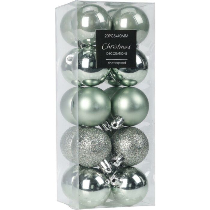 Weihnachtskugel Morgenfrost grün Ø 4 cm Satz von 20