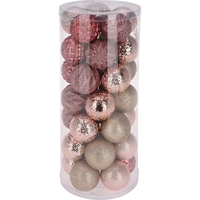 Weihnachtskugeln Eleganz rosa Ø 6 cm Set 35 Weihnachtskugeln Eleganz rosa Ø 6 cm Set 35