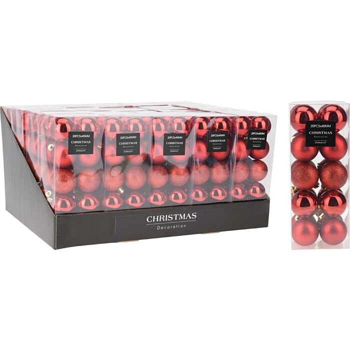 Weihnachtskugel rot Ø 4 cm Satz mit 20 Stück Weihnachtskugel rot Ø 4 cm Satz mit 20 Stück