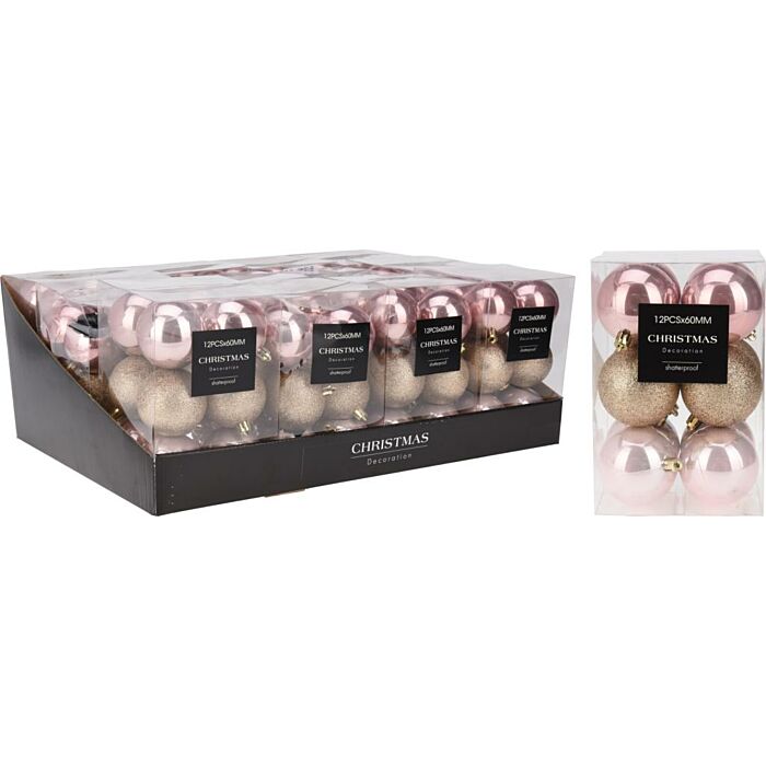 Weihnachtskugel rosa Ø 6 cm Satz von 12