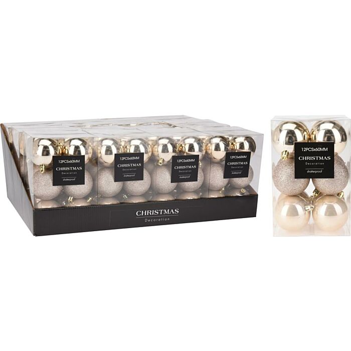 Weihnachtskugel creme Ø 6 cm Satz von 12