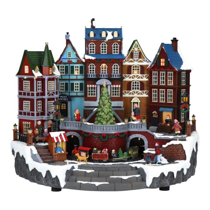 Christmas village turning tree animated led inclusief adapter 39 cm