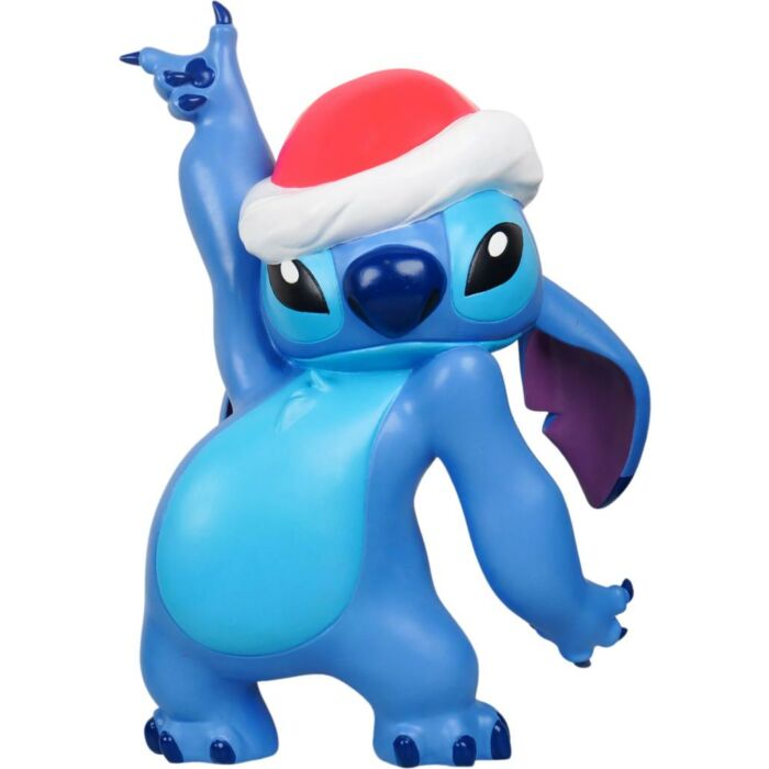 Skulptur Stitch mit Weihnachtsmannmütze 49 cm - Disney