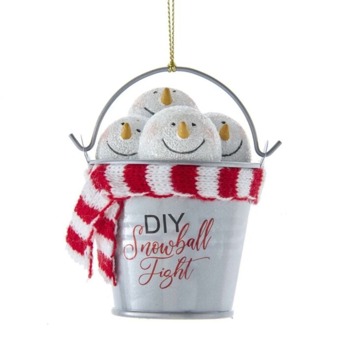 Snowball In Metal Pail Ornament - Kurt Adler Snowball In Metal Pail Ornament - Kurt Adler