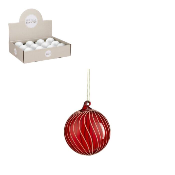Weihnachtskugel glas rot Ø 8 cm - House of Seasons
