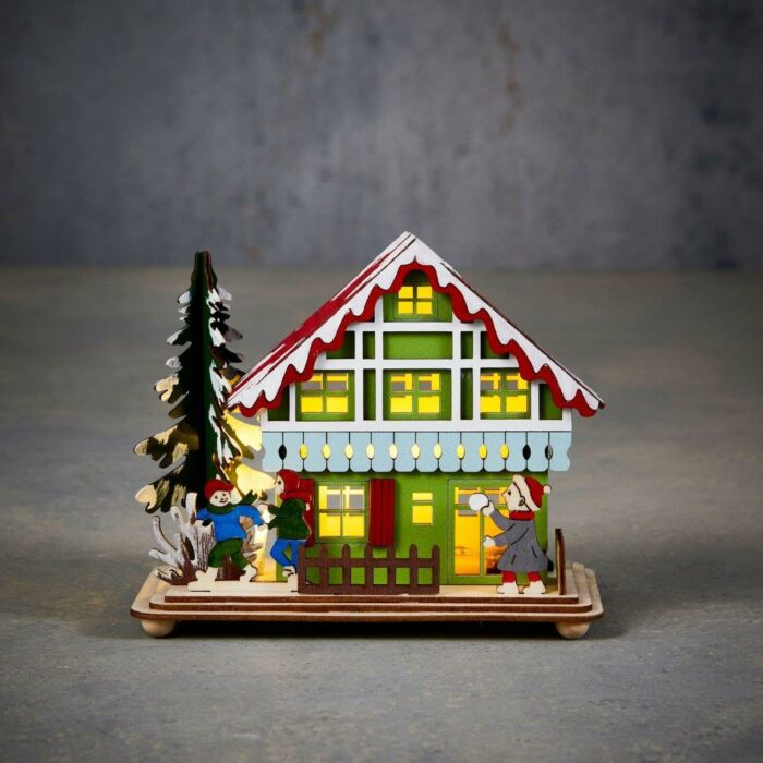 Weihnachtshaus Weihnachtsmann rot batteriebetrieben 16 cm - Luca Lighting