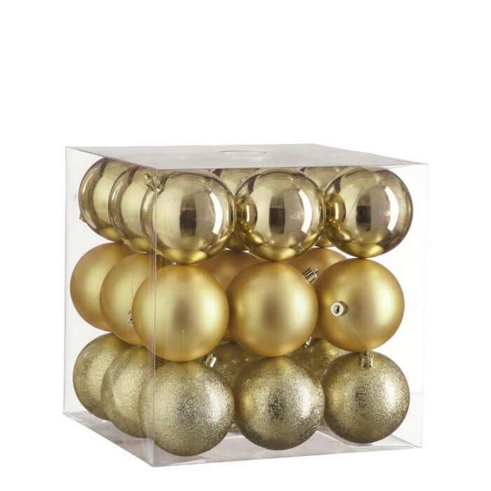 Weihnachtskugel unzerbrechlich gold Ø 8 cm Satz von 27 - House of Seasons