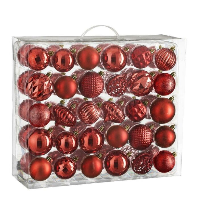 Weihnachtskugel unzerbrechlich rot Ø 7 cm Satz von 60 - House of Seasons