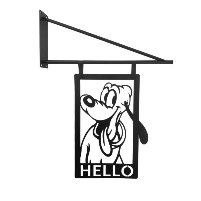 Türschild Pluto ''Hello'' Metall schwarz - Disney Türschild Pluto ''Hello'' Metall schwarz - Disney