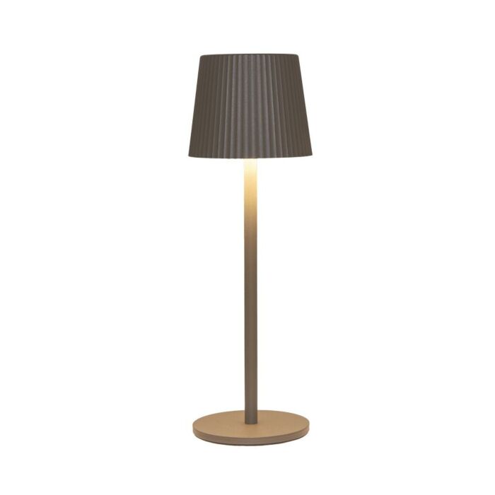 Tischleuchte gerippt warmweiß LED kabellos taupe 9 cm
