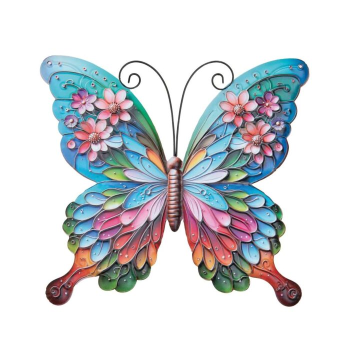 Wanddeko Schmetterling Blume Metall 29,5 cm Wanddeko Schmetterling Blume Metall 29,5 cm