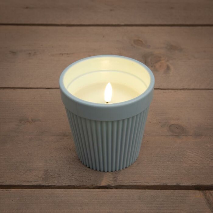 Outdoor Kerze im Topf 3D Flamme blau