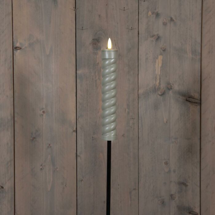 Fackel Swirl 3D Solar mit Docht braun auf Stecker 76 cm