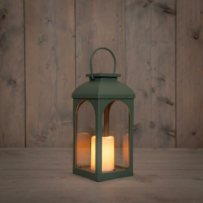 Laterne solar mit Kerze oliv L 11 cm Laterne solar mit Kerze oliv L 11 cm