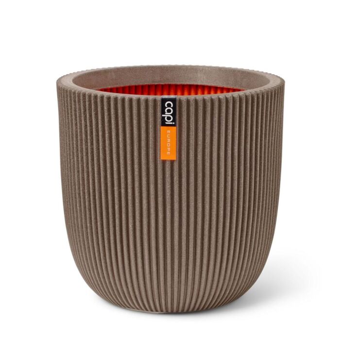 Blumentopf Planter bol groove warm taupe Ø 43 cm - Capi