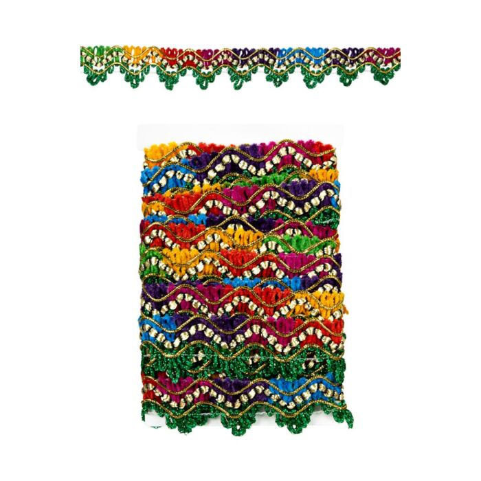 Galonband gewebte Grün + Golddraht