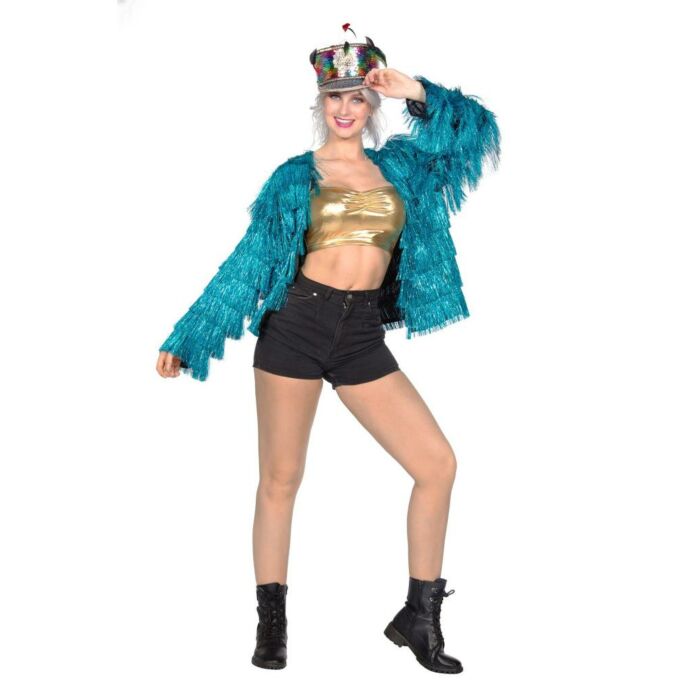 Festival-Lametta-Jacke blau Einheitsgröße Festival-Lametta-Jacke blau Einheitsgröße